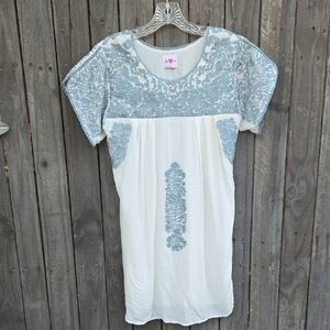 Buddy Love White and Blue Lace Dress